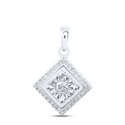 Sterling Silver 1/4 Cttw Diamond Square Pendant