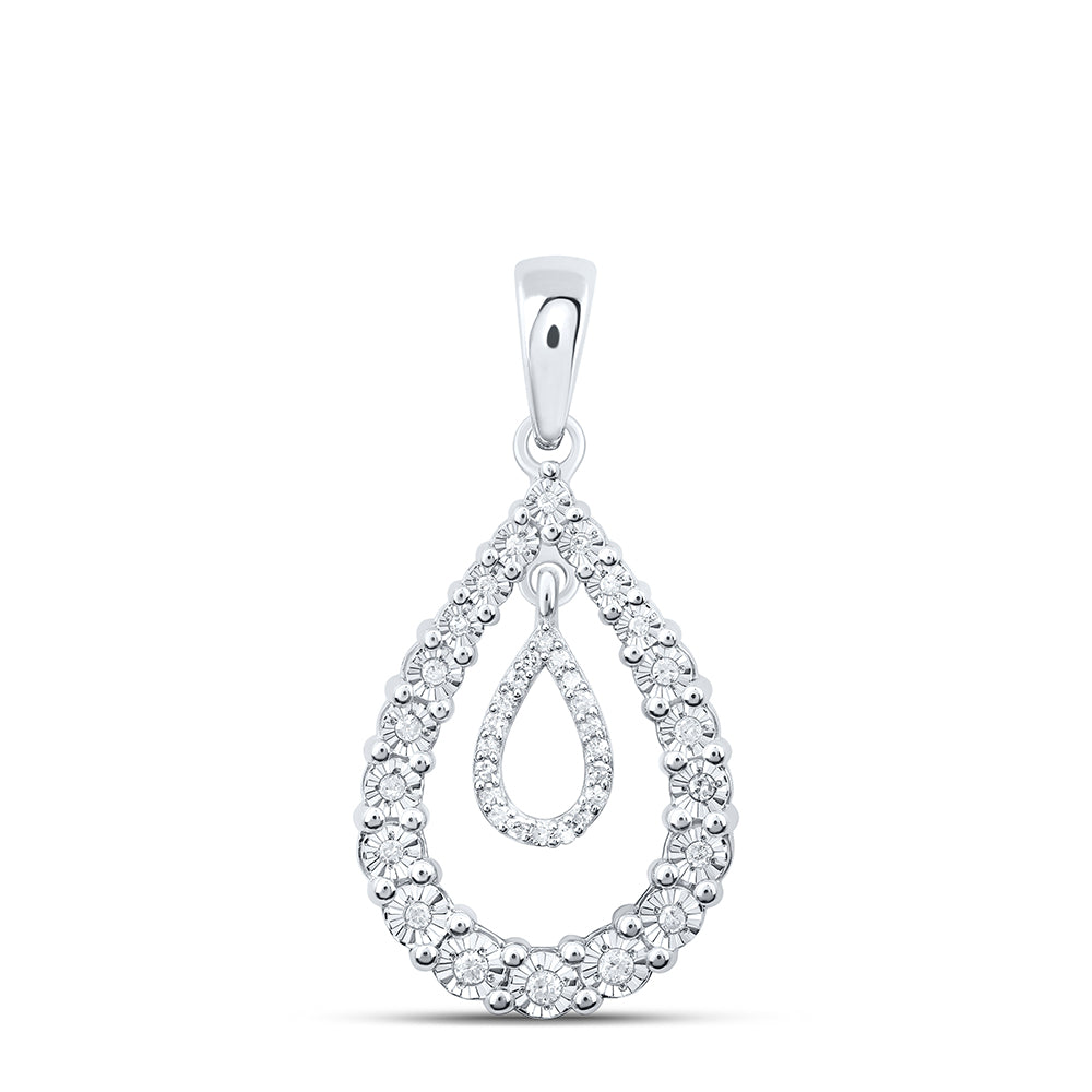 Sterling Silver 1/6 Cttw Diamond Pear Pendant