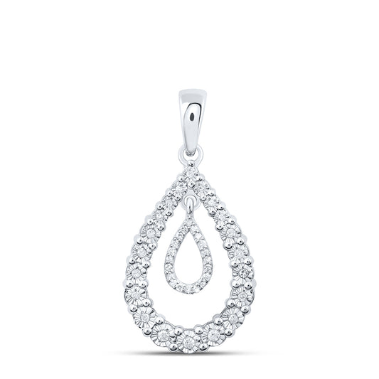 Sterling Silver 1/6 Cttw Diamond Pear Pendant