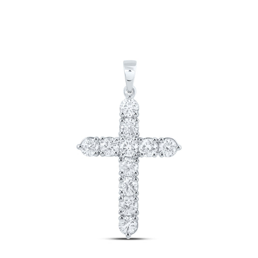 14kt White Gold 1 1/2 Cttw Diamond Ana M Fashion Cross Pendant