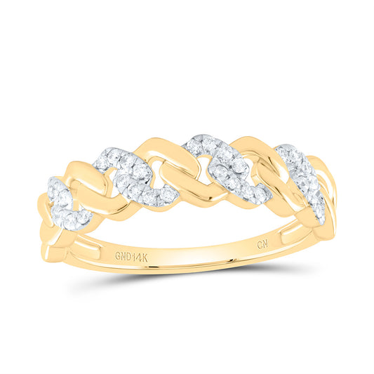 14kt Yellow Gold 1/6 Cttw Diamond Fashion Cuban Ladies Wedding Engagement Anniversary Ring, Women Size: 5-9