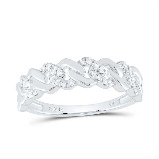 14kt White Gold 1/6 Cttw Diamond Fashion Cuban Ladies Wedding Engagement Anniversary Ring, Women Size: 5-9