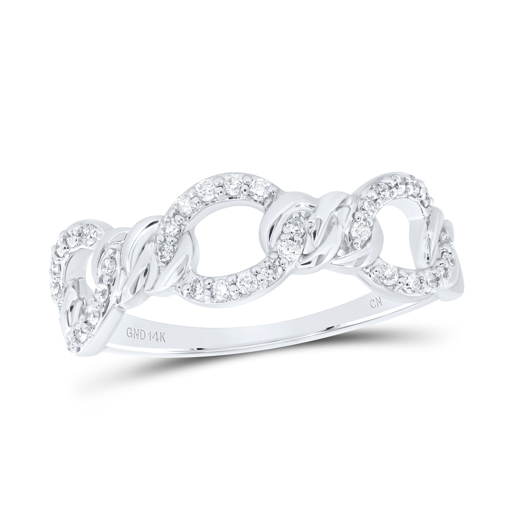 14kt White Gold 1/5 Cttw Diamond Fashion Cuban Ladies Wedding Engagement Anniversary Ring, Women Size: 5-9