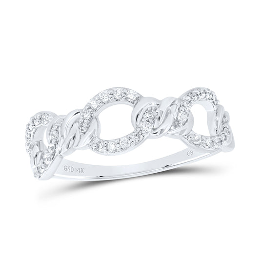 14kt White Gold 1/5 Cttw Diamond Fashion Cuban Ladies Wedding Engagement Anniversary Ring, Women Size: 5-9