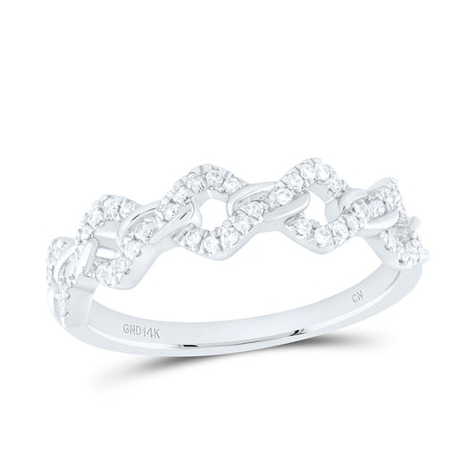 14kt White Gold 1/5 Cttw Diamond Fashion Cuban Ladies Wedding Engagement Anniversary Ring, Women Size: 5-9