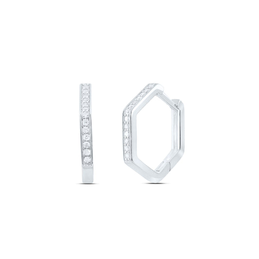 14kt White Gold 1/5 Cttw Diamond Hoops Huggies Earring