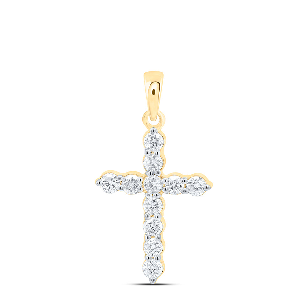 14kt Yellow Gold 1/2 Cttw Diamond Fashion Cross Pendant