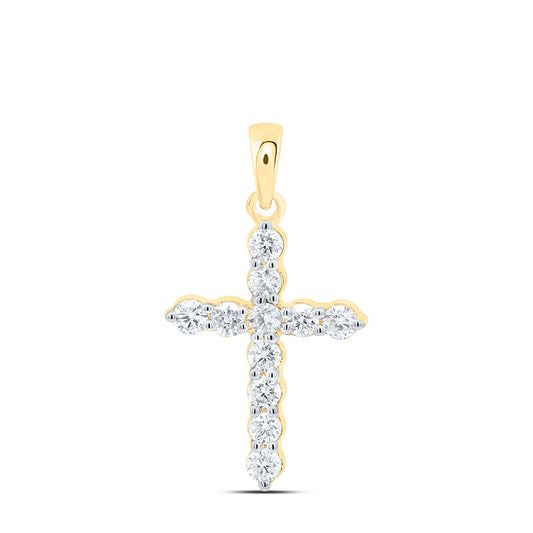 14kt Yellow Gold 1/2 Cttw Diamond Fashion Cross Pendant