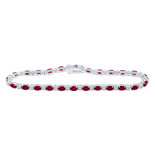 14kt White Gold 1/2 Cttw Diamond 6 1/4 Cttw-ruby Natural Gem Bracelet, Length: 7 Inch