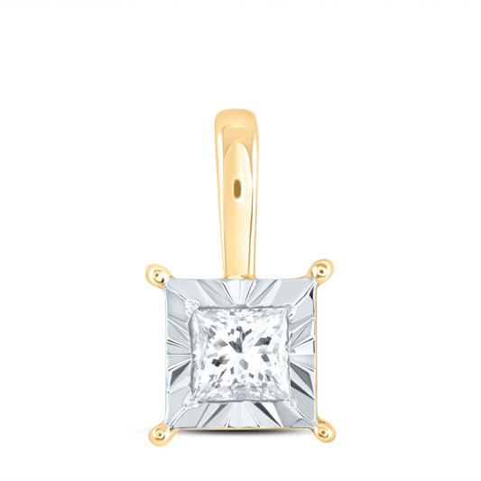 10kt Yellow Gold 1/6 Cttw Diamond Fashion Square Pendant