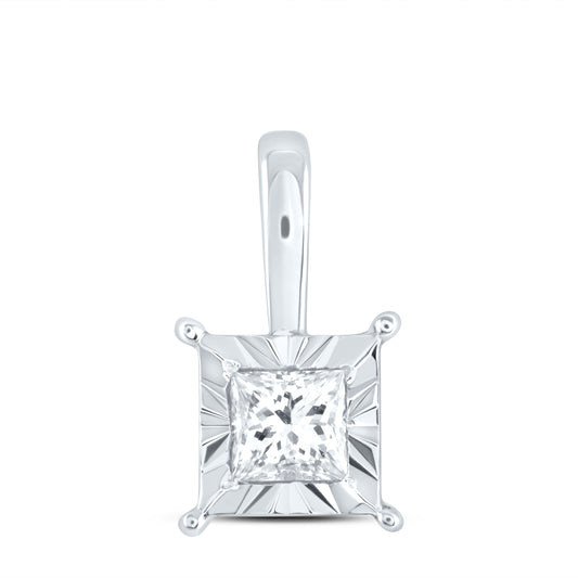 10kt White Gold 1/6 Cttw Diamond Fashion Square Pendant