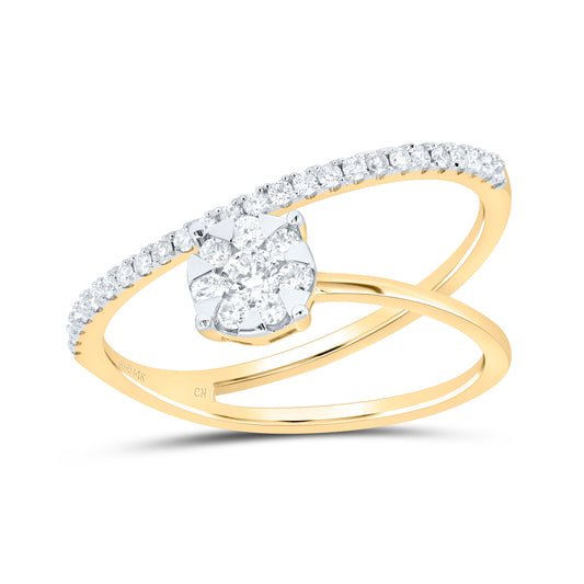 14kt Yellow Gold 1/3 Cttw Diamond Round Bridal Wedding Engagement Anniversary Ring, Women Size: 5-9