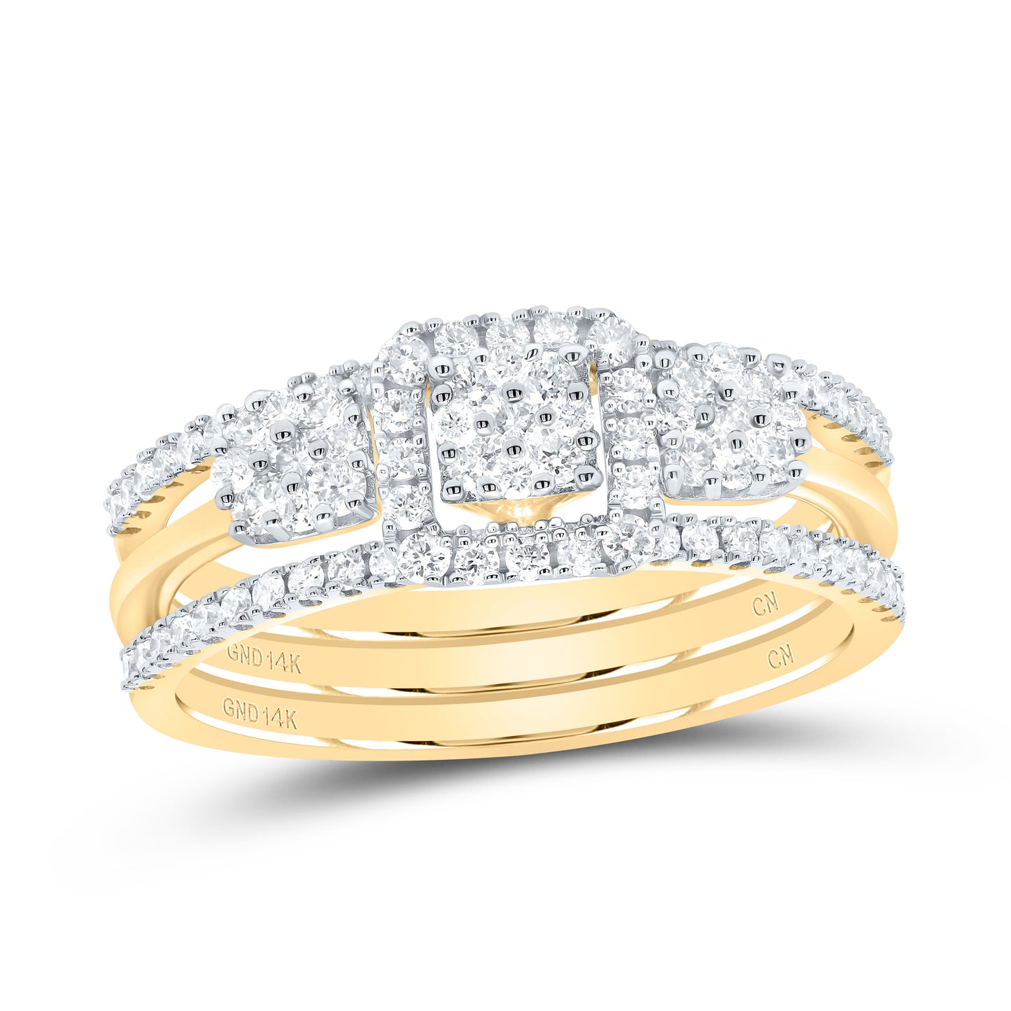 14kt Yellow Gold 5/8 Cttw Diamond Square Bridal Wedding Engagement Anniversary Ring, Women Size: 5-9