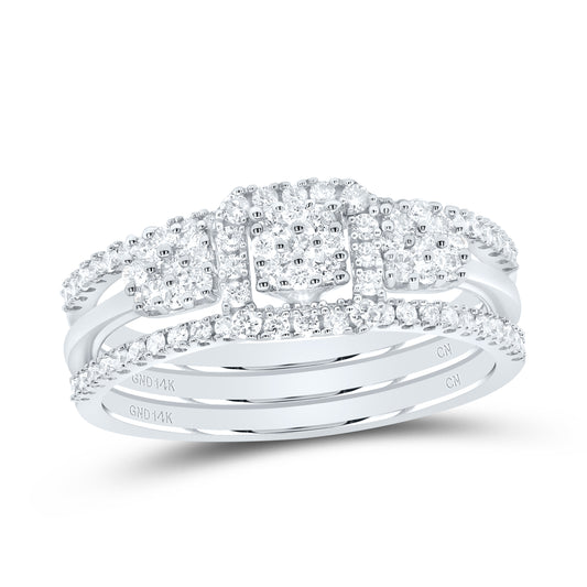 14kt White Gold 5/8 Cttw Diamond Square Bridal Wedding Engagement Anniversary Ring, Women Size: 5-9