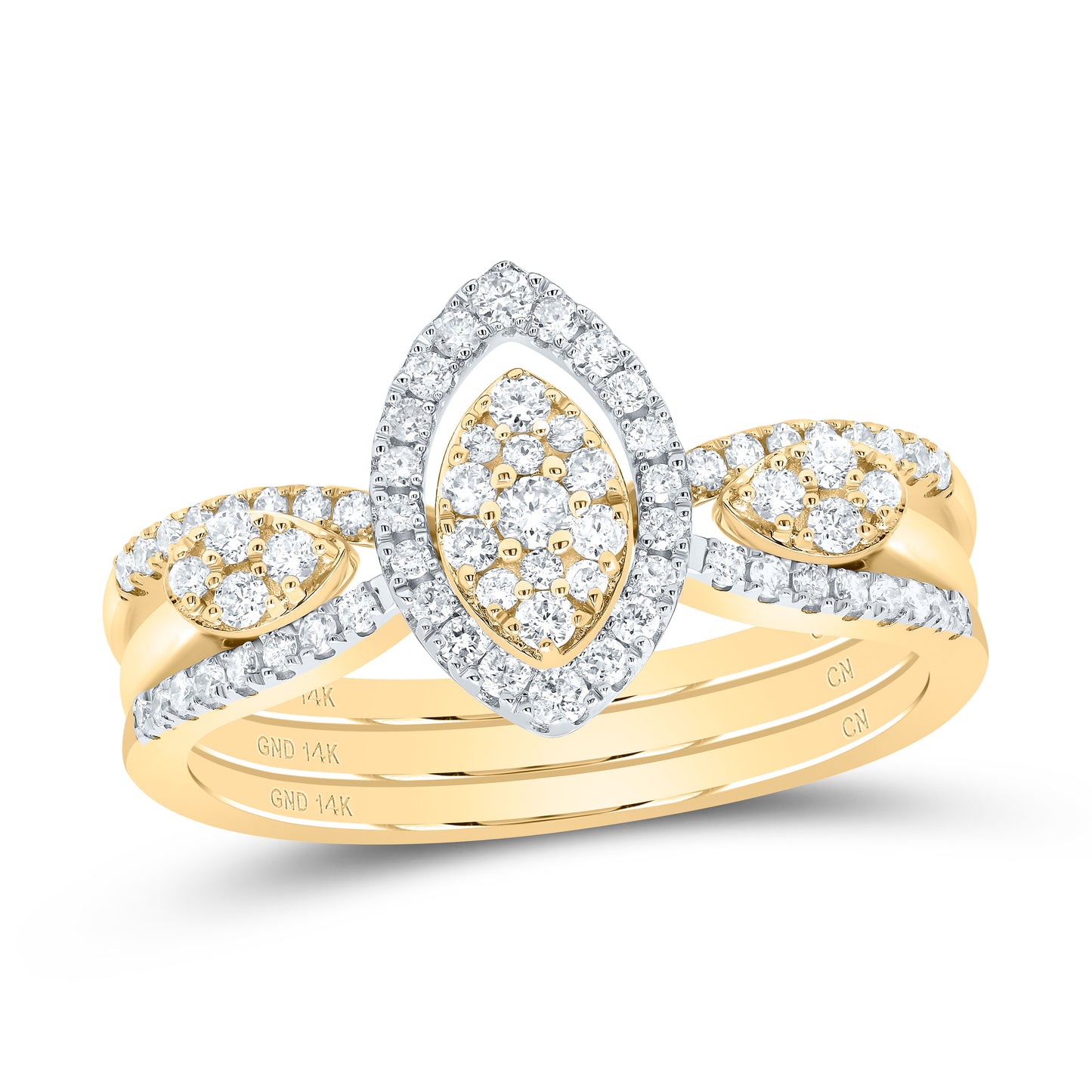 14kt Yellow Gold 1/2 Cttw Diamond Marquise Bridal Wedding Engagement Anniversary Ring, Women Size: 5-9