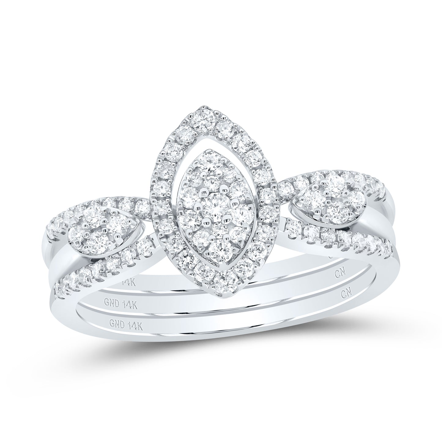 14kt White Gold 1/2 Cttw Diamond Marquise Bridal Wedding Engagement Anniversary Ring, Women Size: 5-9