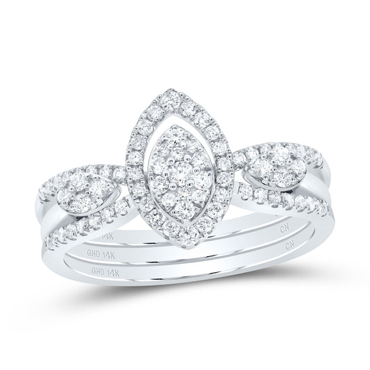 14kt White Gold 1/2 Cttw Diamond Marquise Bridal Wedding Engagement Anniversary Ring, Women Size: 5-9