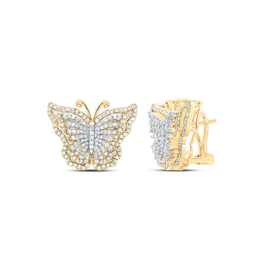 14kt Yellow Gold 1 Cttw Diamond Fashion Butterfly Earring