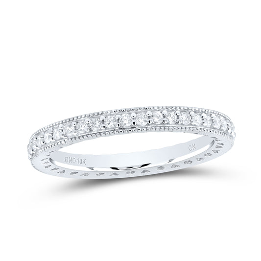 10kt White Gold 1/2 Cttw Diamond Ladies Wedding Engagement Fashion Band, Women Size: 5-9