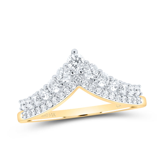 14kt Yellow Gold 1/2 Cttw Diamond Ladies Wedding Engagement Fashion Band, Women Size: 5-9