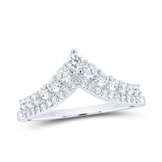 14kt White Gold 1/2 Cttw Diamond Ladies Wedding Engagement Fashion Band, Women Size: 5-9