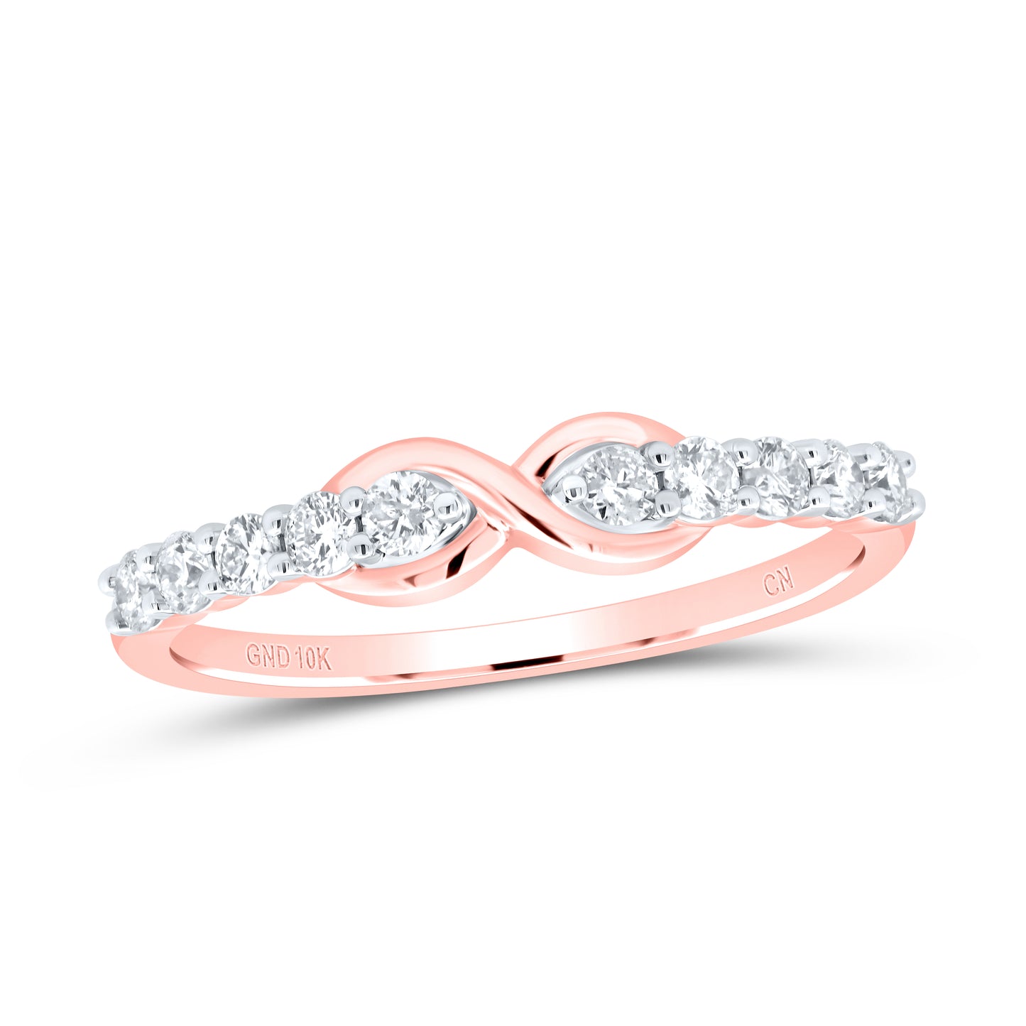 10kt Rose Gold 1/3 Cttw Diamond Infinity Wedding Engagement Fashion Band, Women Size: 5-9