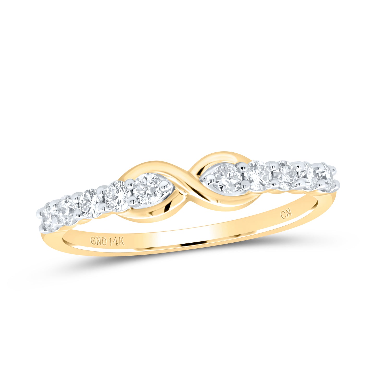 14kt Yellow Gold 1/3 Cttw Diamond Infinity Wedding Engagement Fashion Band, Women Size: 5-9
