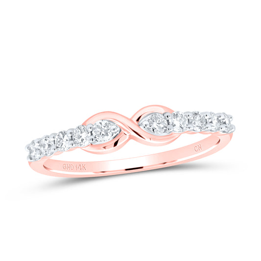 14kt Rose Gold 1/3 Cttw Diamond Infinity Wedding Engagement Fashion Band, Women Size: 5-9
