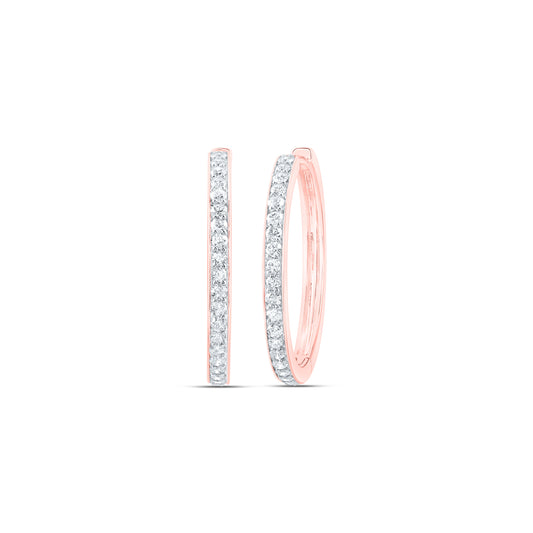 10kt Rose Gold 3/4 Cttw Diamond Fashion Hoop Earring