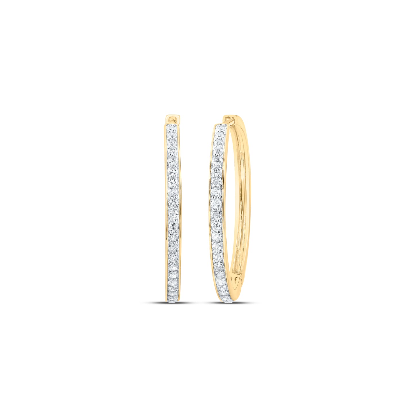 10kt Yellow Gold 7/8 Cttw Diamond Fashion Hoop Earring