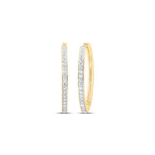 10kt Yellow Gold 7/8 Cttw Diamond Fashion Hoop Earring