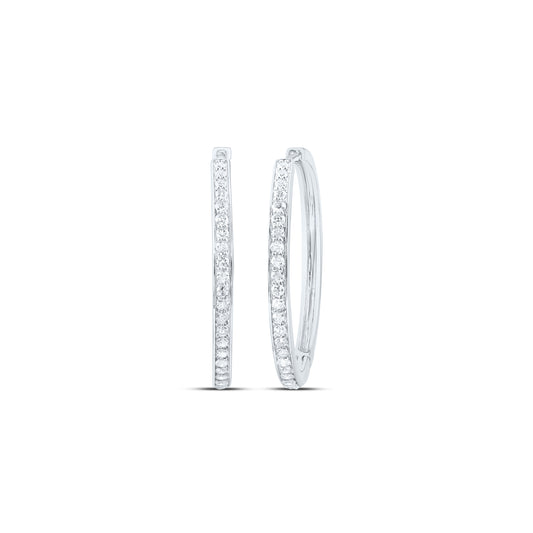 10kt White Gold 7/8 Cttw Diamond Fashion Hoop Earring