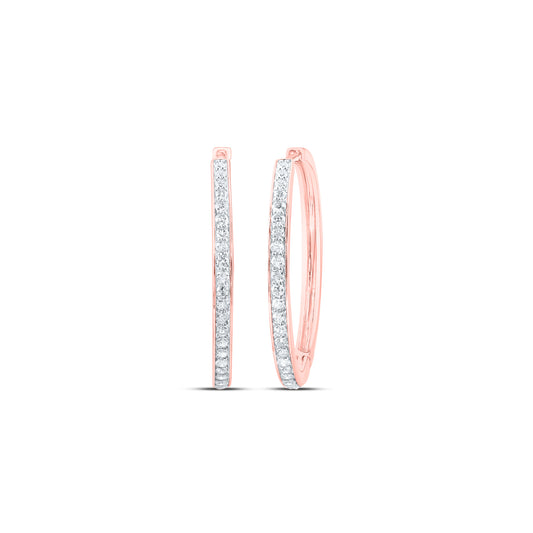 14kt Rose Gold 7/8 Cttw Diamond Fashion Hoop Earring