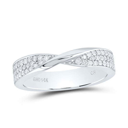 14kt White Gold 3/8 Cttw Diamond Ladies Wedding Engagement Fashion Band, Women Size: 5-9