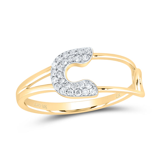 10kt Yellow Gold 1/8 Cttw Diamond Fashion Safety Pin Wedding Engagement Anniversary Ring, Women Size: 5-9