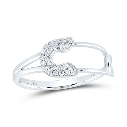 10kt White Gold 1/8 Cttw Diamond Fashion Safety Pin Wedding Engagement Anniversary Ring, Women Size: 5-9