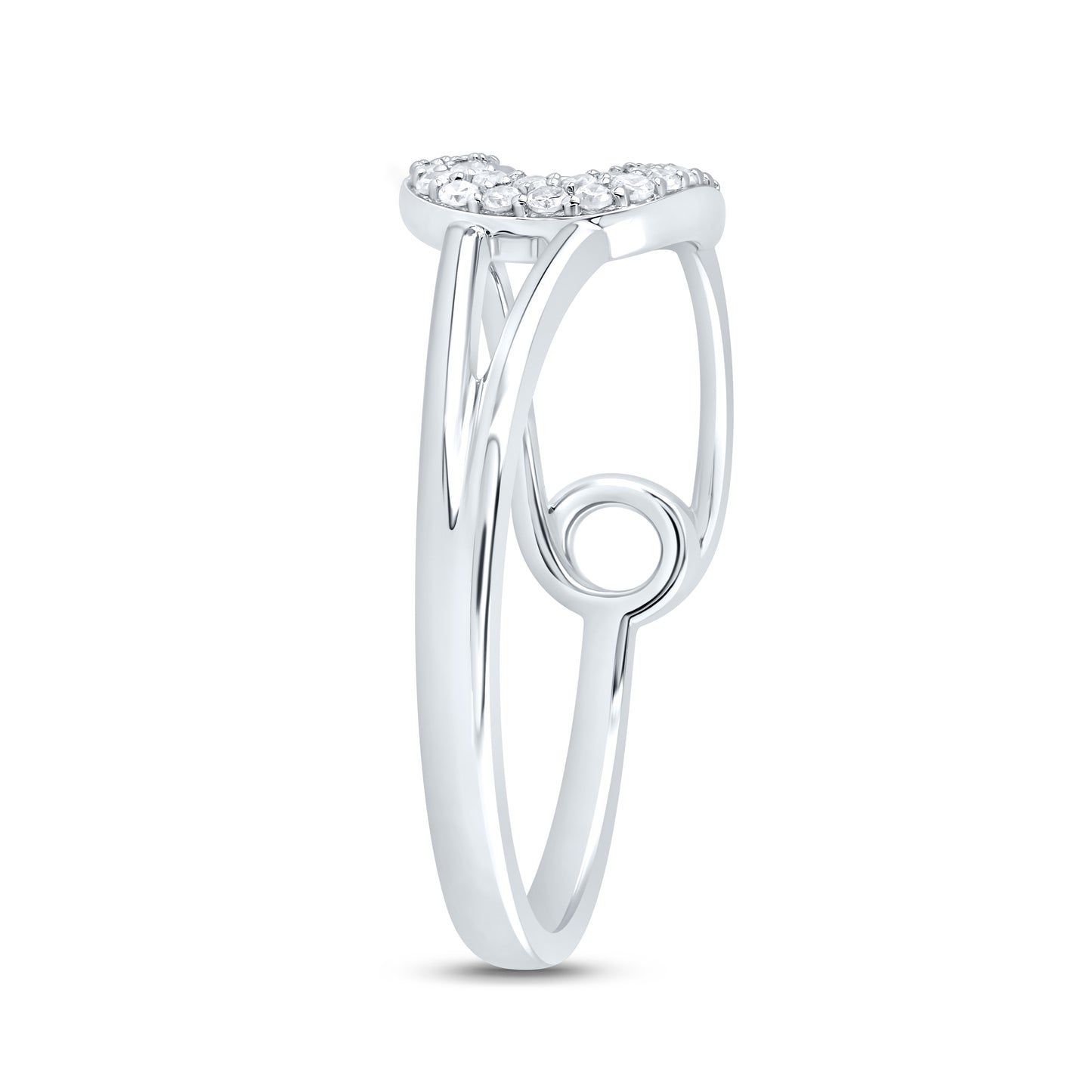 10kt White Gold 1/8 Cttw Diamond Fashion Safety Pin Wedding Engagement Anniversary Ring, Women Size: 5-9