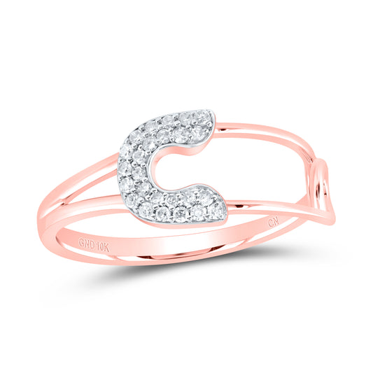10kt Rose Gold 1/8 Cttw Diamond Fashion Safety Pin Wedding Engagement Anniversary Ring, Women Size: 5-9