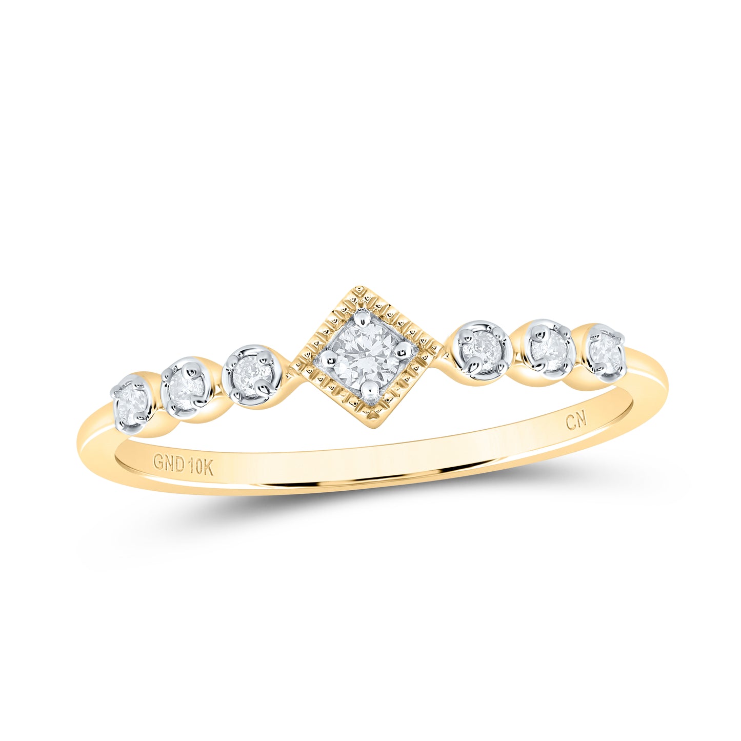 10kt Yellow Gold 1/10 Cttw Diamond Wedding Engagement Anniversary Stackable Band, Women Size: 5-9