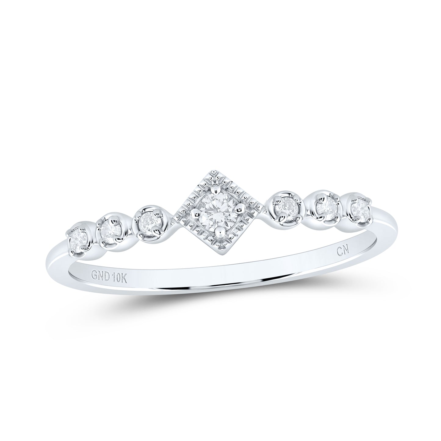 10kt White Gold 1/10 Cttw Diamond Wedding Engagement Anniversary Stackable Band, Women Size: 5-9