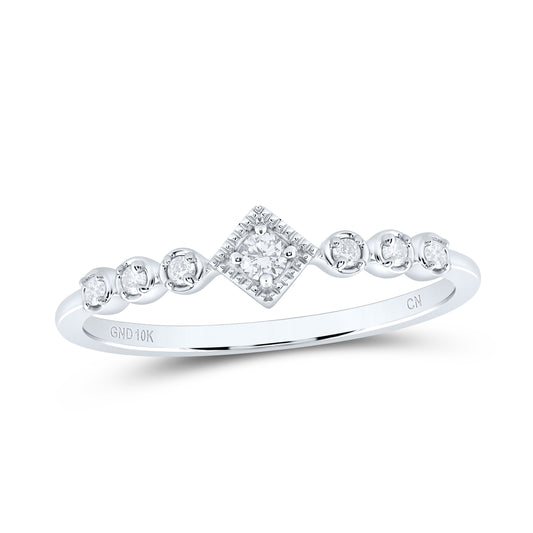 10kt White Gold 1/10 Cttw Diamond Wedding Engagement Anniversary Stackable Band, Women Size: 5-9