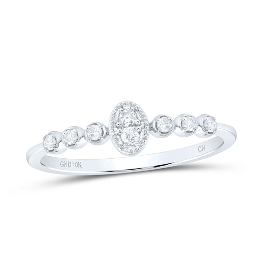 10kt White Gold 1/10 Cttw Diamond Wedding Engagement Anniversary Stackable Band, Women Size: 5-9