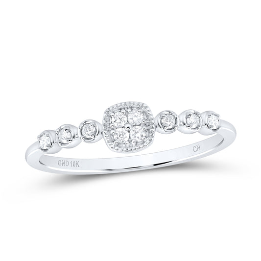 10kt White Gold 1/10 Cttw Diamond Wedding Engagement Anniversary Stackable Band, Women Size: 5-9
