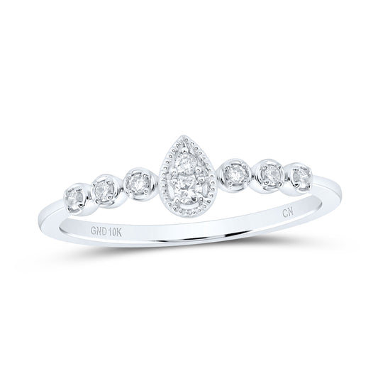 10kt White Gold 1/10 Cttw Diamond Wedding Engagement Anniversary Stackable Band, Women Size: 5-9