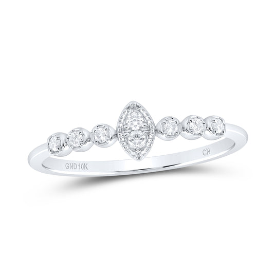 10kt White Gold 1/10 Cttw Diamond Wedding Engagement Anniversary Stackable Band, Women Size: 5-9