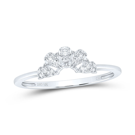 10K White Gold 1/6 Ctw Natural Diamond Gift Stackable Band, Womens Size: 5-9