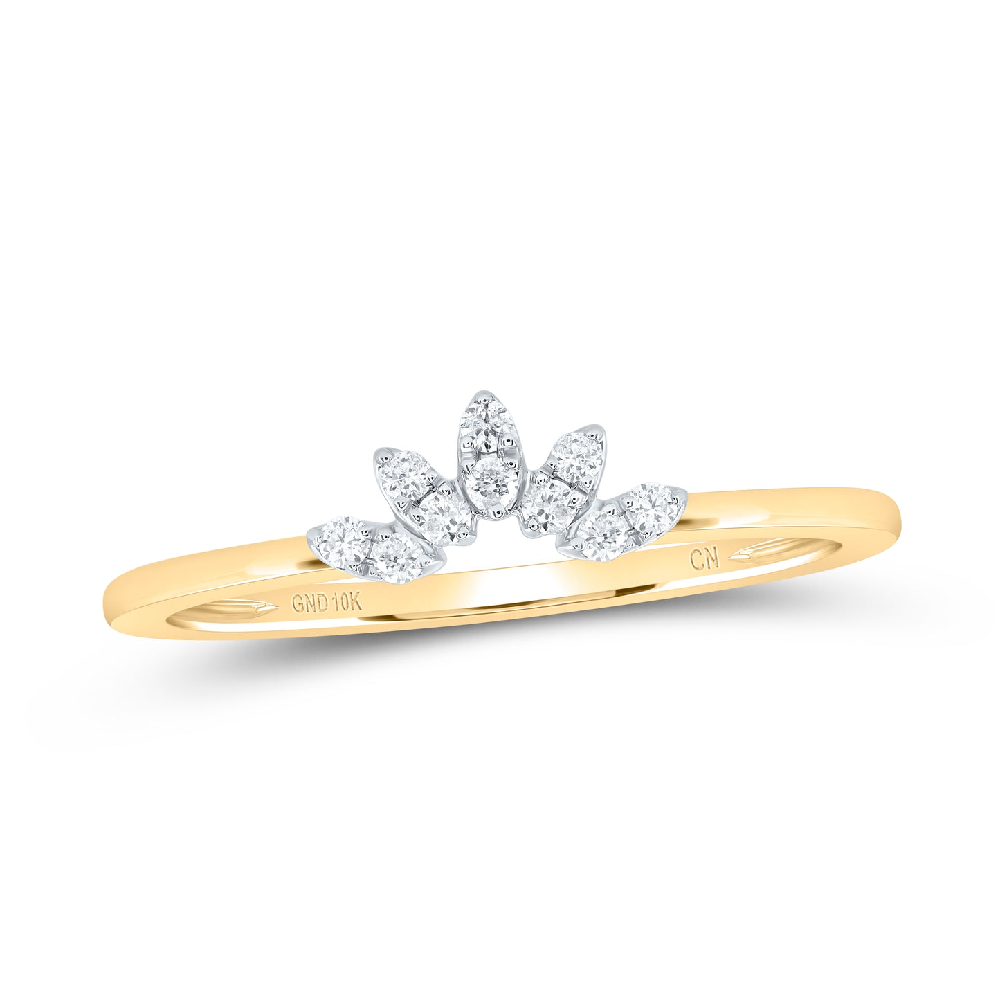 10kt Yellow Gold 1/10 Cttw Diamond Wedding Engagement Anniversary Enhancer Ring, Women Size: 5-9