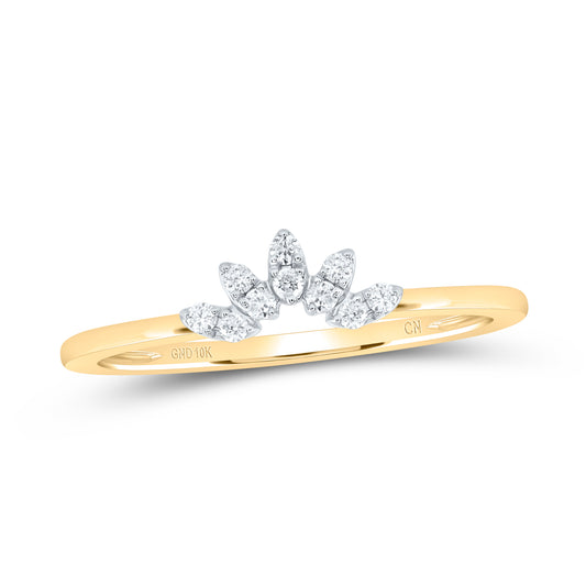 10kt Yellow Gold 1/10 Cttw Diamond Wedding Engagement Anniversary Enhancer Ring, Women Size: 5-9