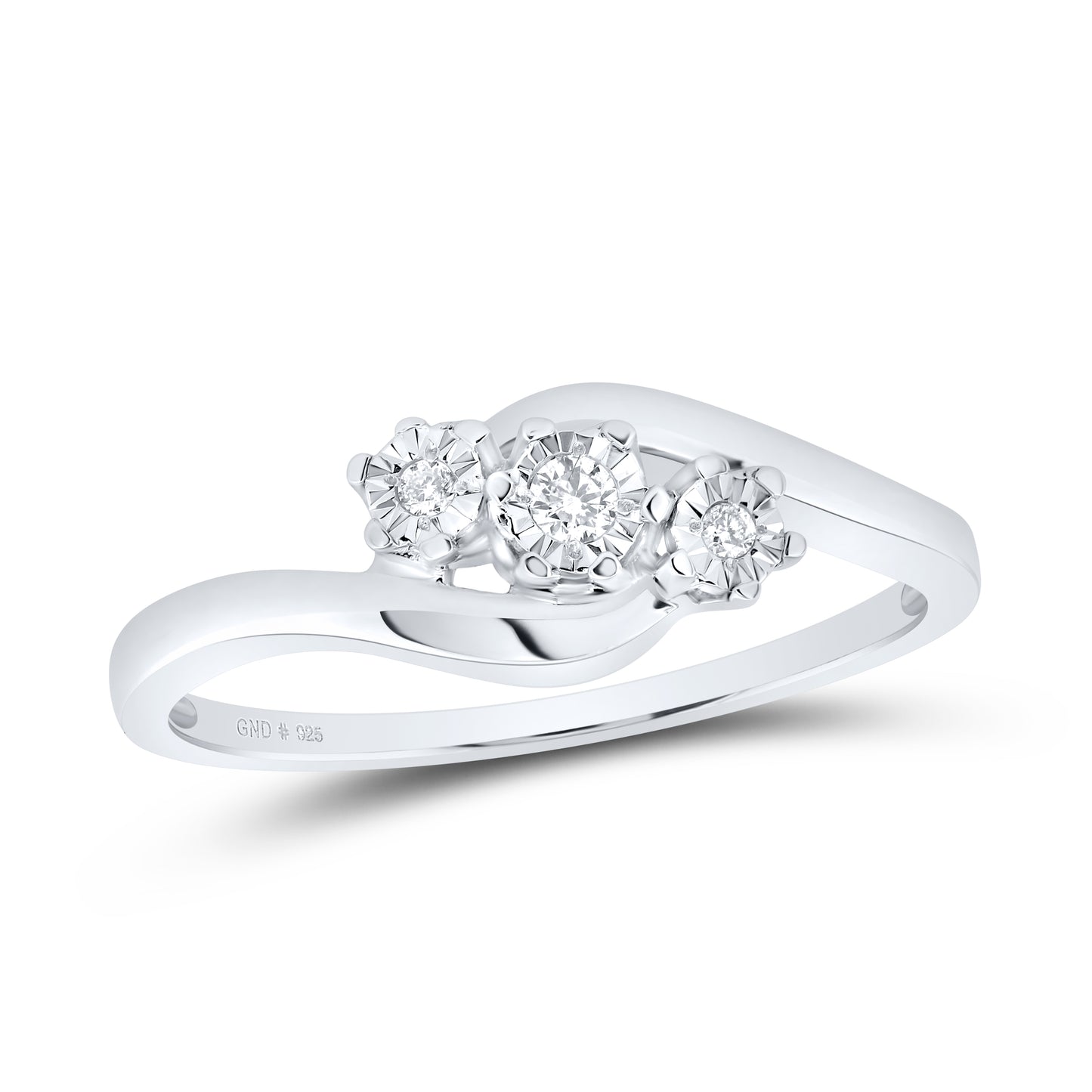 Sterling Silver 1/20 Cttw Natural Wedding Engagement Anniversary Diamond Ring, Women Size: 5-9