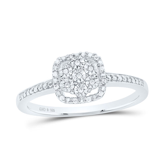 Sterling Silver 1/20 Cttw- Natural Diamond Cushion Wedding Engagement Anniversary Ring, Women Size: 5-9